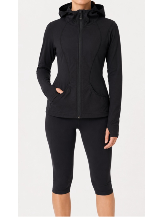lululemon athletica Jackets & Blazers - Lululemon Vintage Get Ready Jacket Hooded Full Zip Sz 2 Black EUC